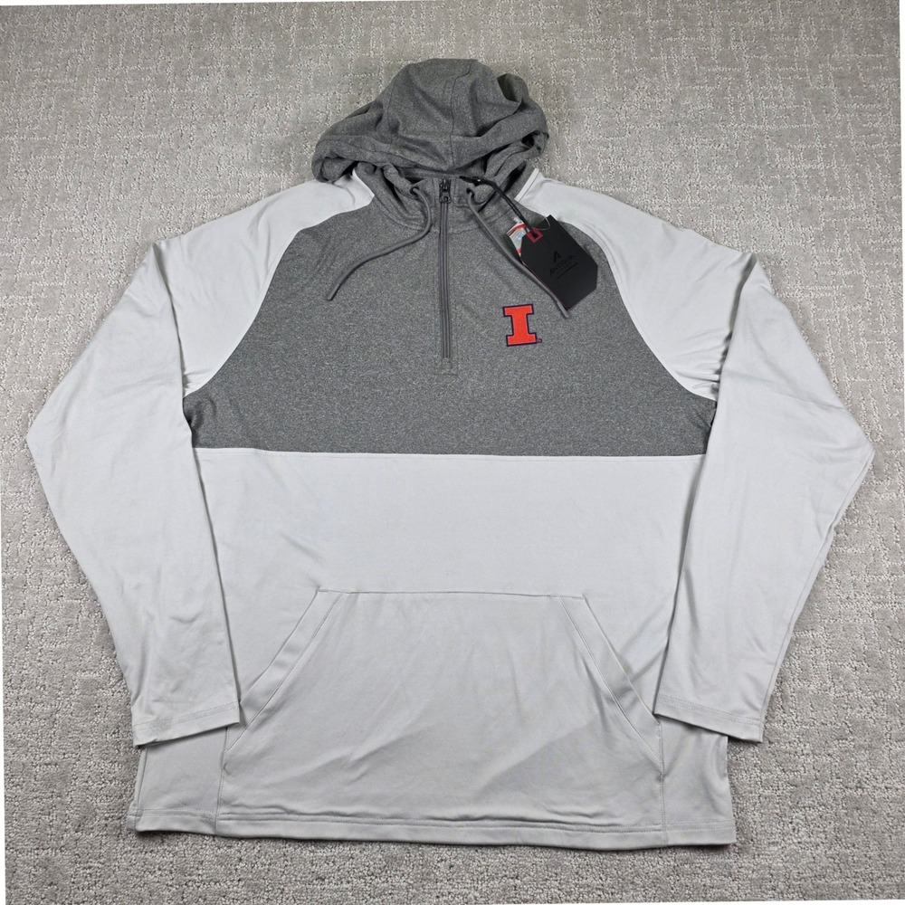 NEW Antigua Illinois Fighting Illini Men Large Fearless 1/4 Zip Hoodie Logo